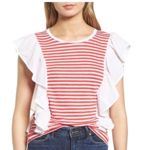 Chelsea28 Ruffle Linen Tee - Picture 1 of 5